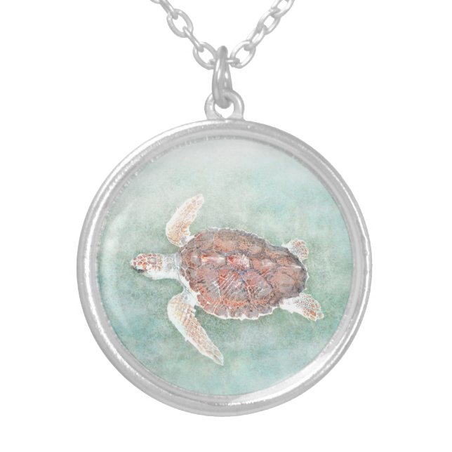 turtle 2 silver plated necklace (Front)