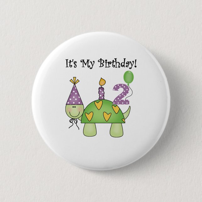 Turtle 2nd Birthday Pinback Button (Front)