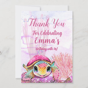 Turtle 4th Birthday, Under the Sea Thank You Card