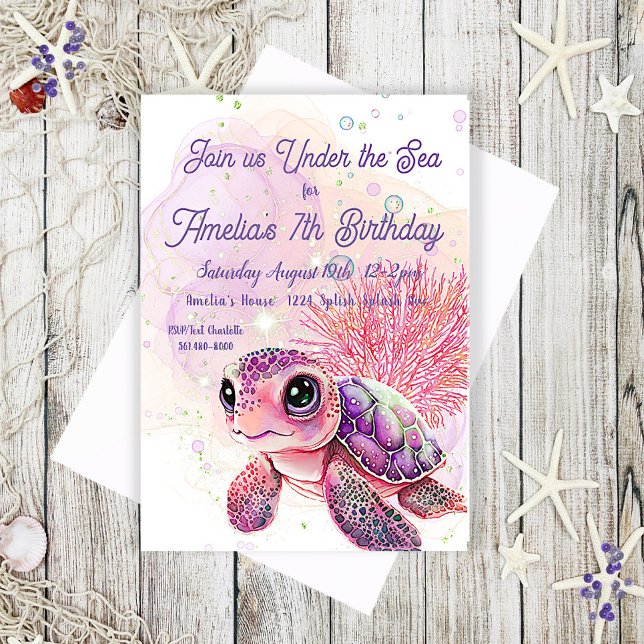 Turtle 7th Birthday, Under the Sea,            Invitation (Creator Uploaded)