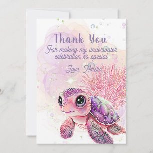 Turtle 7th Birthday, Under the Sea, Thank You Card