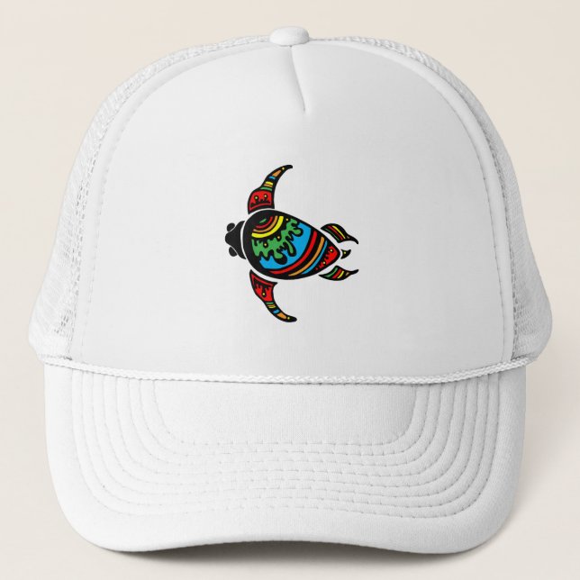 turtle-948263SURFER DUDE TURTLE TRIBAL VECTOR TATT Trucker Hat (Front)