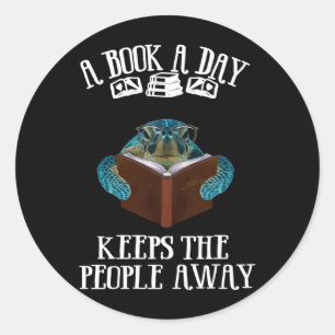 Turtle A Book A Day Keeps The People Away Readers Classic Round Sticker