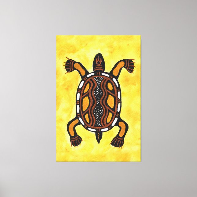 Turtle - Aboriginal Inspired Art Painting Canvas Print (Front)