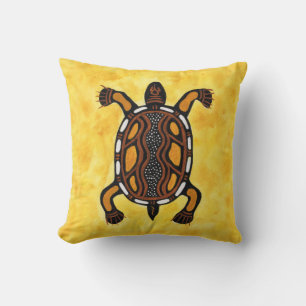 Turtle - Aboriginal Inspired Art Painting Throw Pillow