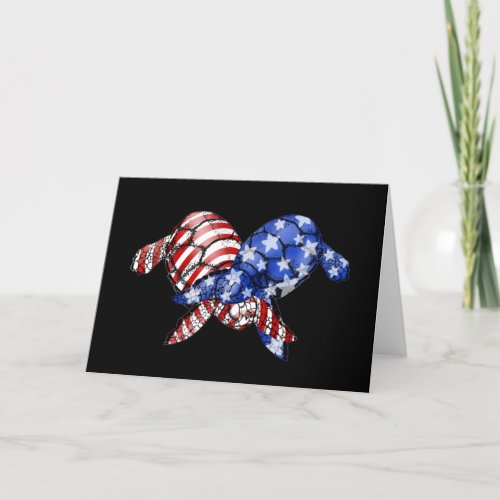 Turtle American Flag Shirt 4th Of July Patriotic Thank You Card