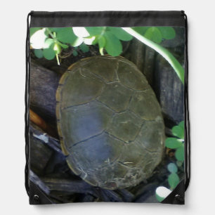 Turtle Among Greenery Drawstring Bag