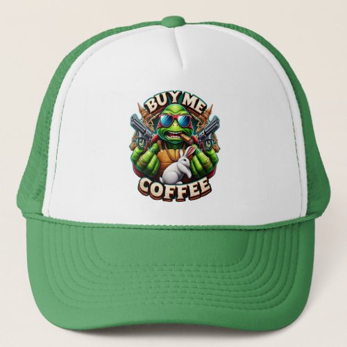 Turtle and Bunny Unlikely Allies Buy Me A Coffee Trucker Hat