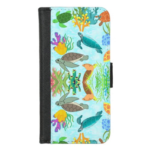 Turtle And Coral Haven Azure Waters  iPhone 87 Wallet Case