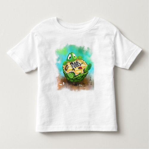 Turtle and Ladybug Playing Chess _ Cartoon Drawing Toddler T_shirt
