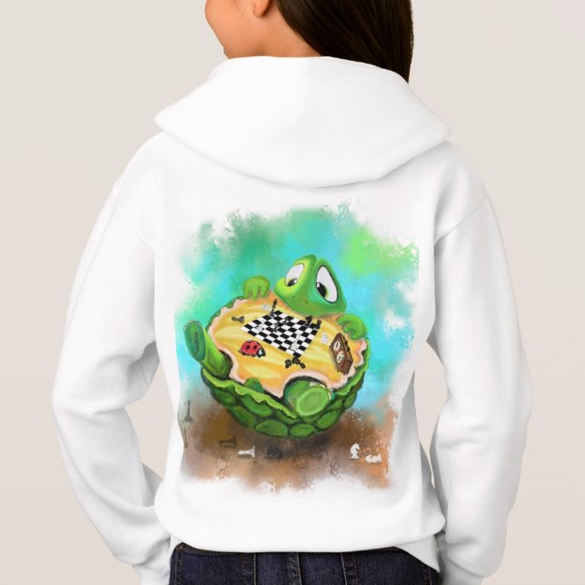 Turtle and Ladybug Playing Chess - Fun  - Painting Hoodie (Back)