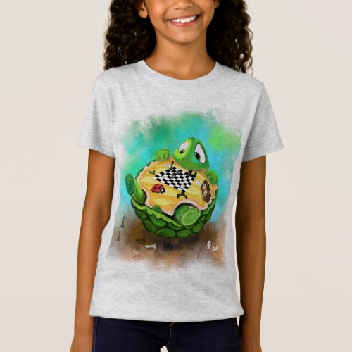 Turtle and Ladybug Playing Chess _ Funny Drawing T_Shirt