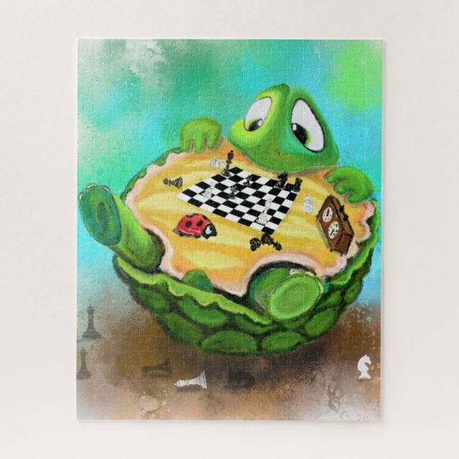 Turtle and Ladybug Playing Chess Jigsaw Puzzle (Vertical)