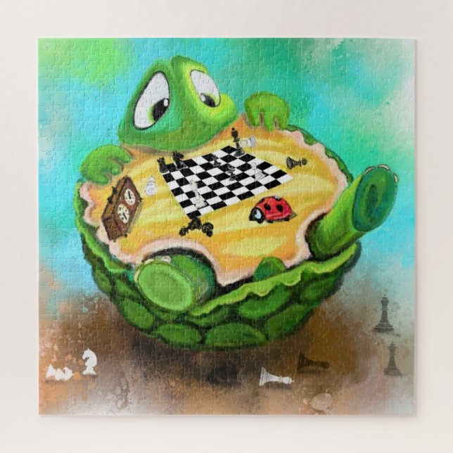 Turtle and Ladybug Playing Chess Jigsaw Puzzle (Vertical)