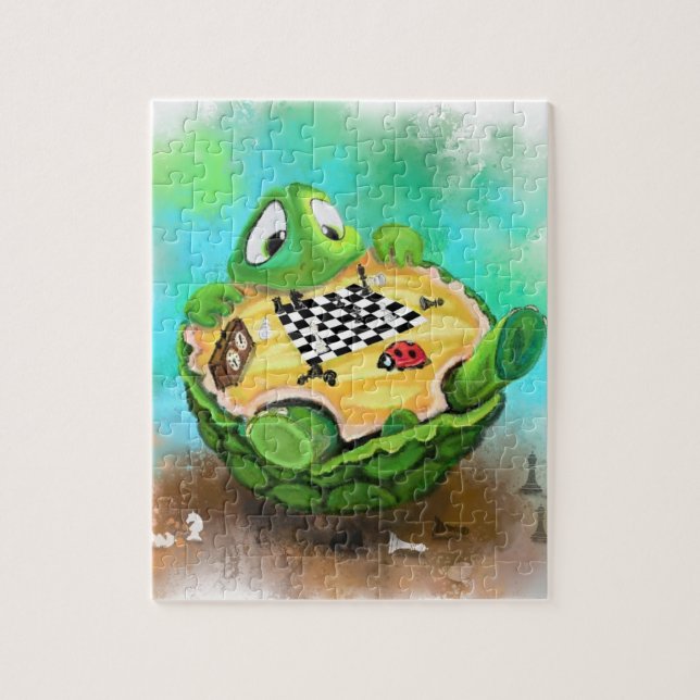 Turtle and Ladybug Playing Chess Jigsaw Puzzle Fun (Vertical)