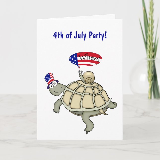 Turtle and Snail 4th of July Party Invitation. Invitation (Front)