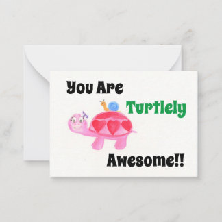 Turtle and Snail Awesome Valentine Note Card