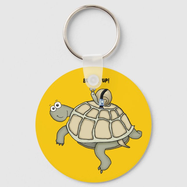 Turtle and snail BUCKLED UP Keychain (Front)