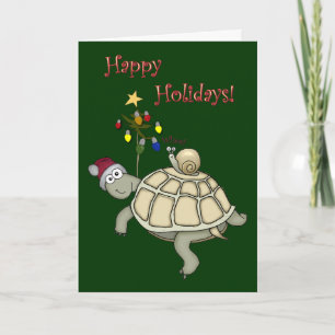 Turtle and Snail Christmas Holiday Card