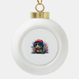 turtle animal art I cool cute turtle Ceramic Ball Christmas Ornament