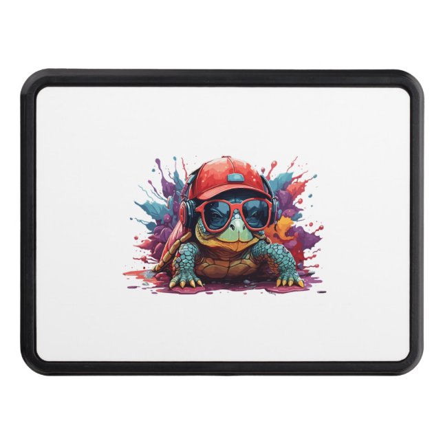 turtle animal art I cool cute turtle Hitch Cover (Front)