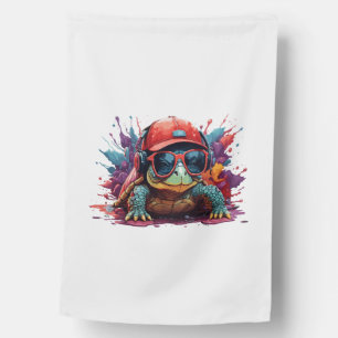 turtle animal art I cool cute turtle House Flag