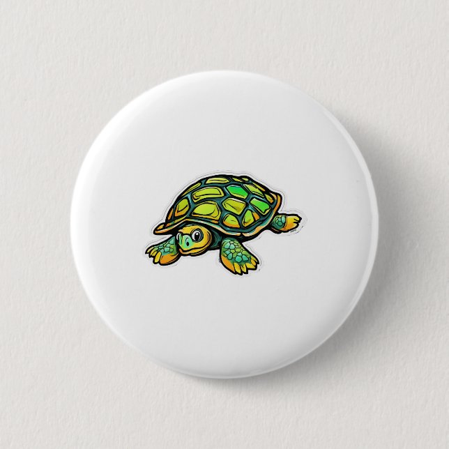 Turtle Animal Turtle Green Button (Front)