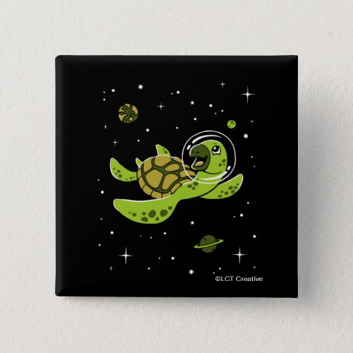 Turtle Animals In Space Button