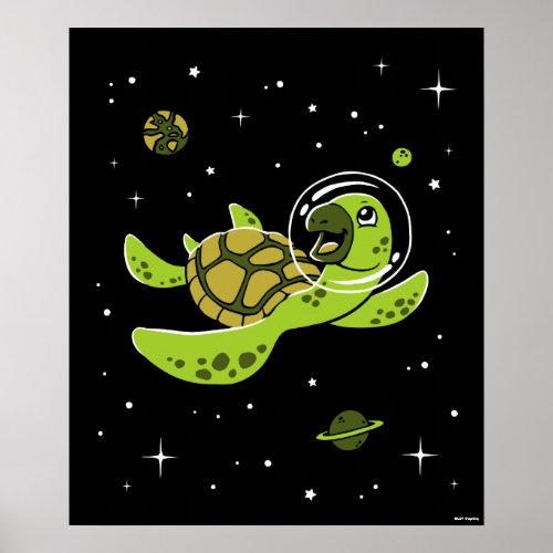 Turtle Animals In Space Poster