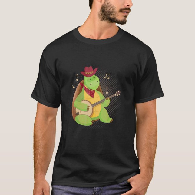 Turtle Animals Playing Banjos Music Strings Instru T-Shirt (Front)