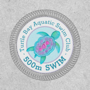 Turtle aqua teal swimmer achievement patch