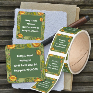 Turtle Art Return Address Custom Square Sticker