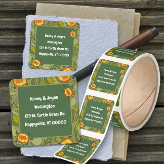 Turtle Art Return Address Custom Square Sticker