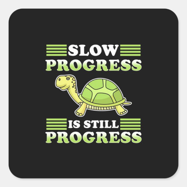 Turtle Art Slow Progress Square Sticker (Front)
