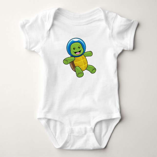 Turtle as Astronaut with Glass ball Baby Bodysuit (Front)