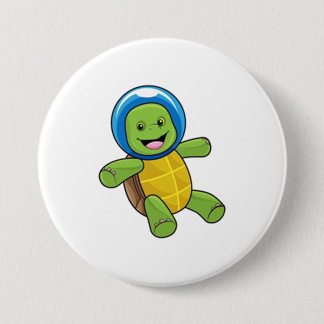 Turtle as Astronaut with Glass ball Button (Front)