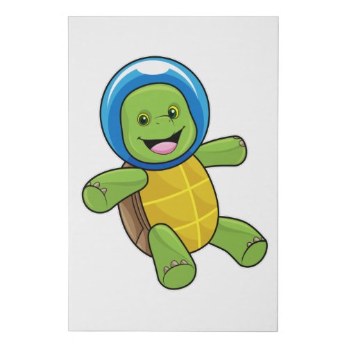 Turtle as Astronaut with Glass ball Faux Canvas Print