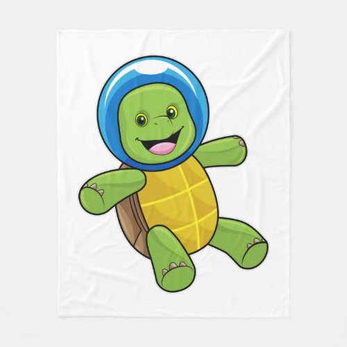 Turtle as Astronaut with Glass ball Fleece Blanket