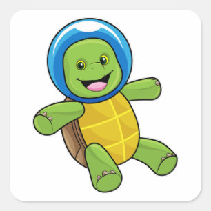Turtle as Astronaut with Glass ball Square Sticker
