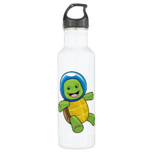 Turtle as Astronaut with Glass ball Stainless Steel Water Bottle