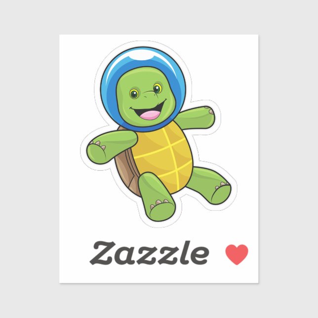 Turtle as Astronaut with Glass ball Sticker (Sheet)