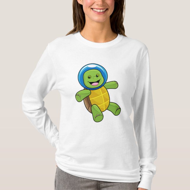 Turtle as Astronaut with Glass ball T-Shirt (Front)
