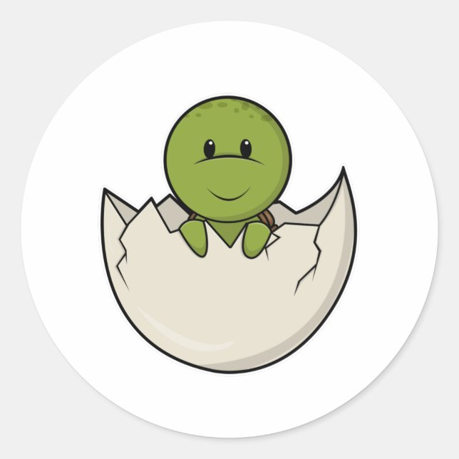Turtle as Baby with Egg shell Classic Round Sticker (Front)