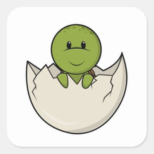 Turtle as Baby with Egg shell Square Sticker