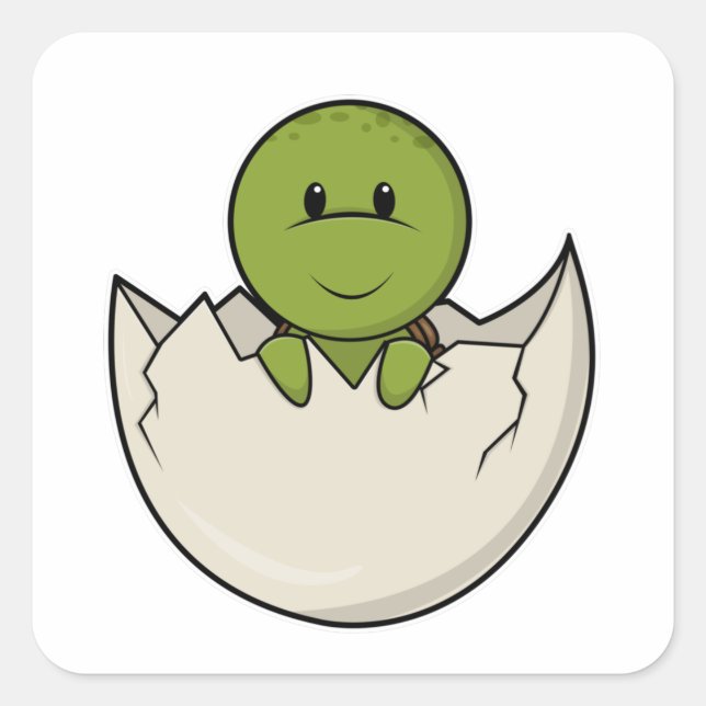 Turtle as Baby with Egg shell Square Sticker (Front)