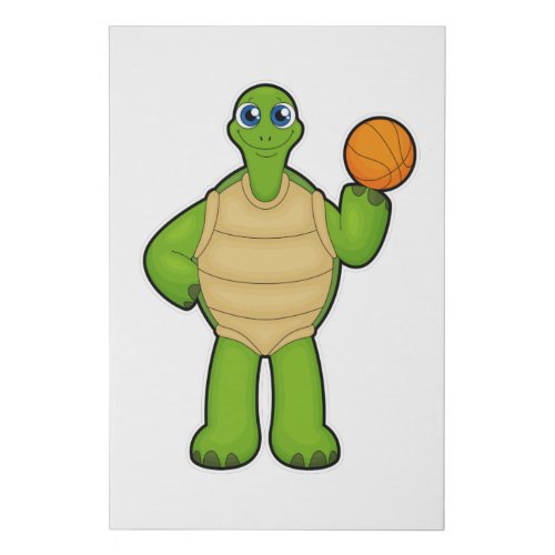 Turtle as Basketball player with Basketball Faux Canvas Print