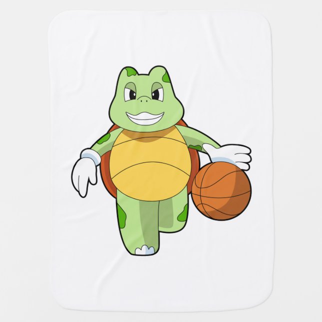 Turtle as Basketball player with Basketball.PNG Baby Blanket (Front)