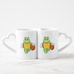 Turtle as Basketball player with Basketball.PNG Coffee Mug Set