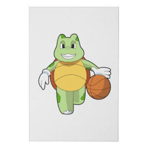Turtle as Basketball player with Basketball.PNG Faux Canvas Print