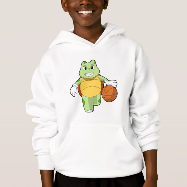 Turtle as Basketball player with Basketball.PNG Hoodie (Front)